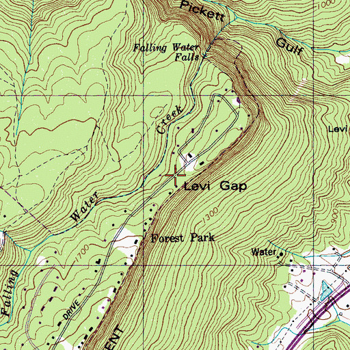 Topographic Map of Levi Gap, TN
