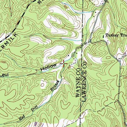 Topographic Map of Levi Hollow, TN