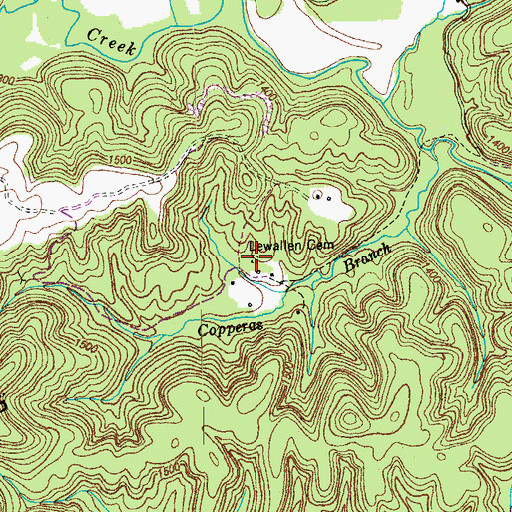 Topographic Map of Lewallen Cemetery, TN