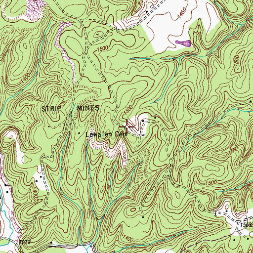 Topographic Map of Lewallen Cemetery, TN