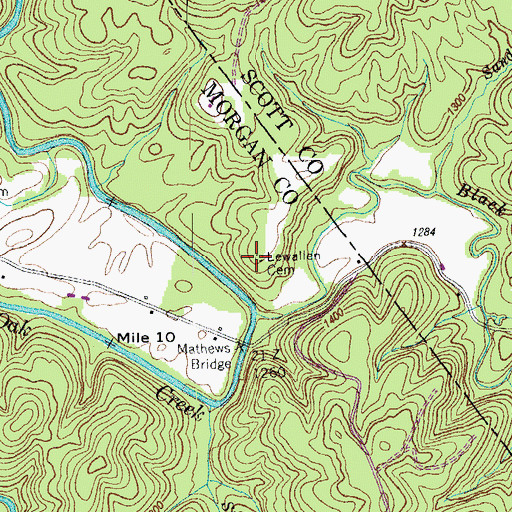 Topographic Map of Lewallen Cemetery, TN