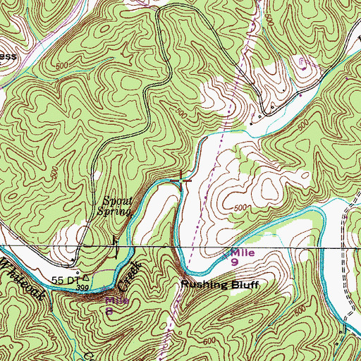 Topographic Map of Lewis Branch, TN