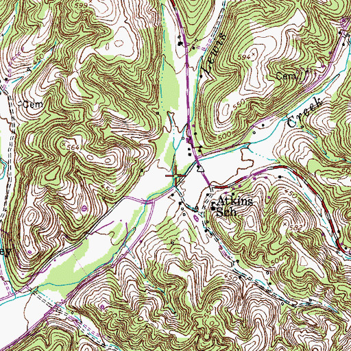 Topographic Map of Lewis Branch, TN