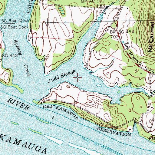 Topographic Map of Lewis Branch, TN