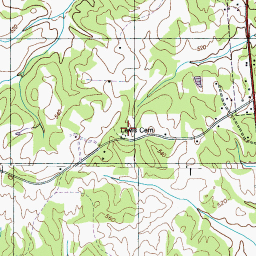 Topographic Map of Lewis Cemetery, TN