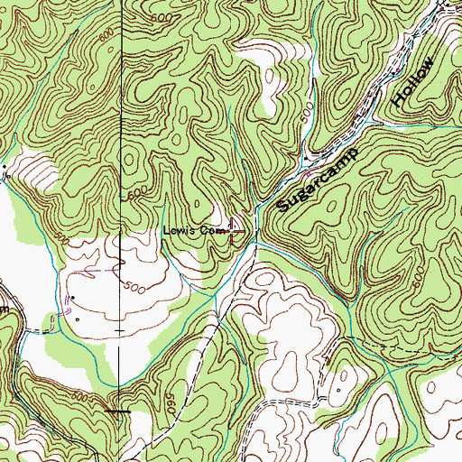 Topographic Map of Lewis Cemetery, TN
