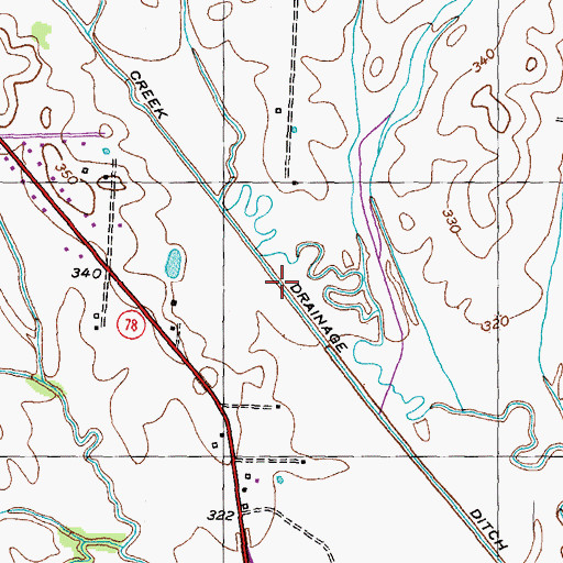 Topographic Map of Lewis Creek Drainage Ditch, TN