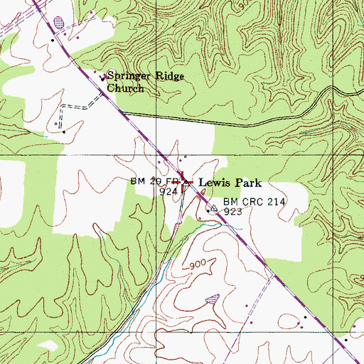 Topographic Map of Lewis Park, TN