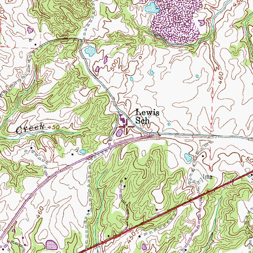 Topographic Map of Lewis School, TN