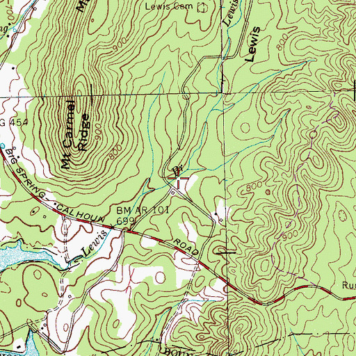 Topographic Map of Lewis Valley, TN