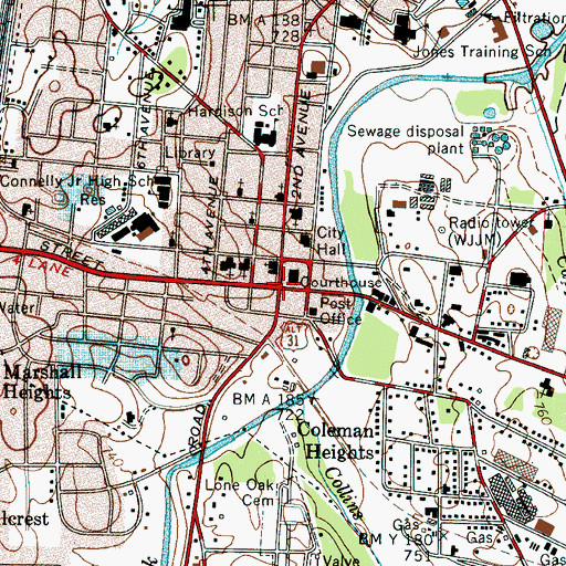 Topographic Map of Lewisburg, TN