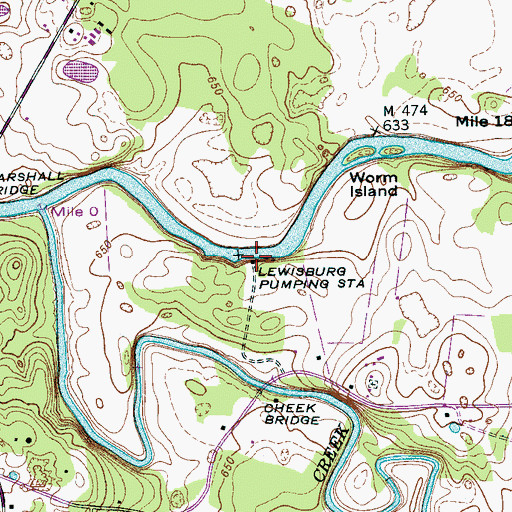 Topographic Map of Lewisburg Pumping Station, TN