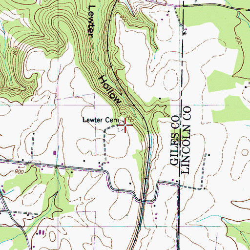 Topographic Map of Lewter Cemetery, TN