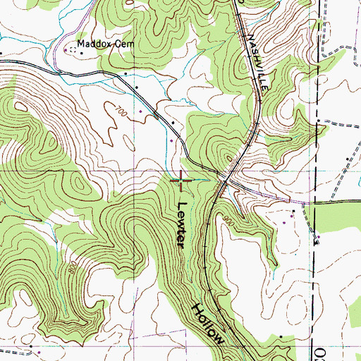 Topographic Map of Lewter Hollow, TN