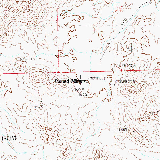Topographic Map of Tweed Mine, AZ