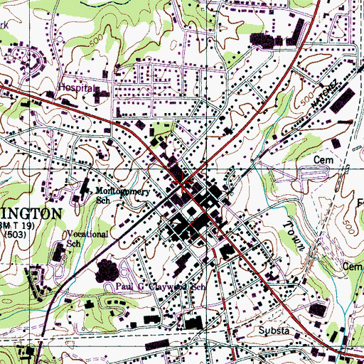 Topographic Map of Lexington, TN