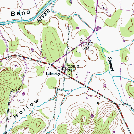 Topographic Map of Liberty, TN