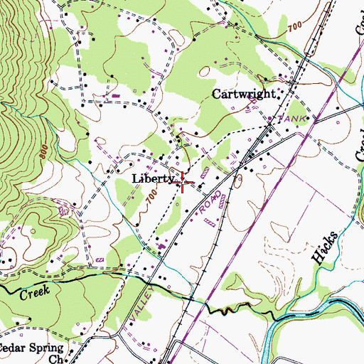 Topographic Map of Liberty, TN