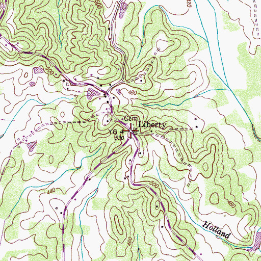 Topographic Map of Liberty, TN