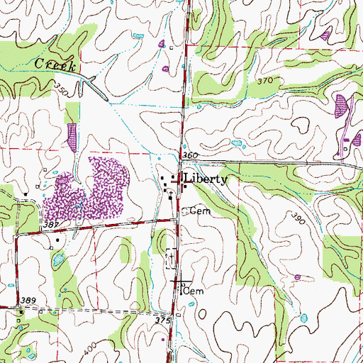 Topographic Map of Liberty, TN