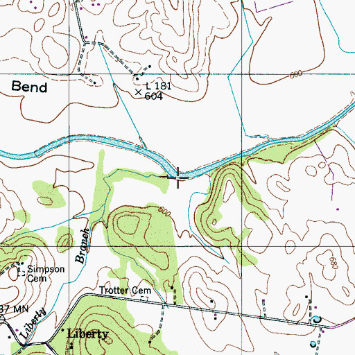 Topographic Map of Liberty Branch, TN