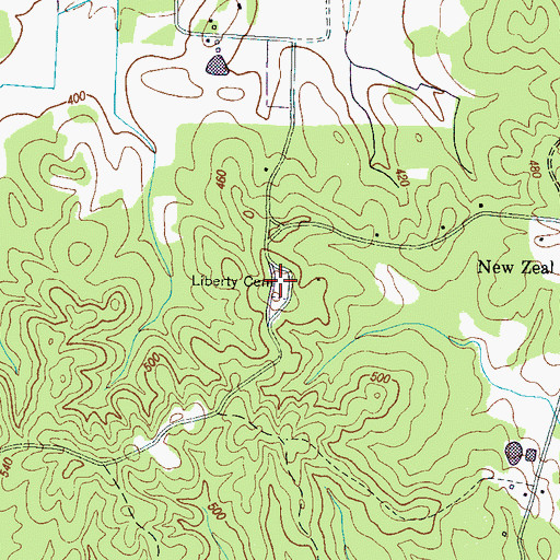 Topographic Map of Liberty Cemetery, TN