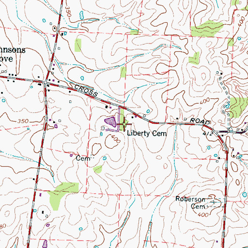 Topographic Map of Liberty Cemetery, TN