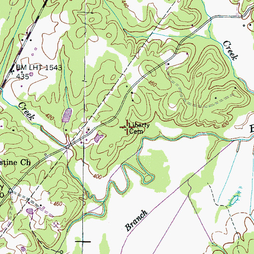 Topographic Map of Liberty Cemetery, TN