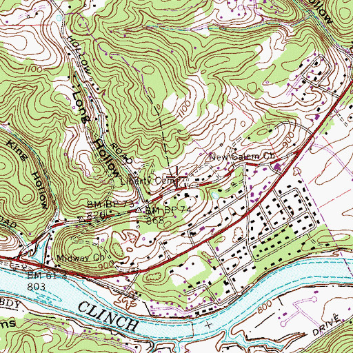 Topographic Map of Liberty Cemetery, TN