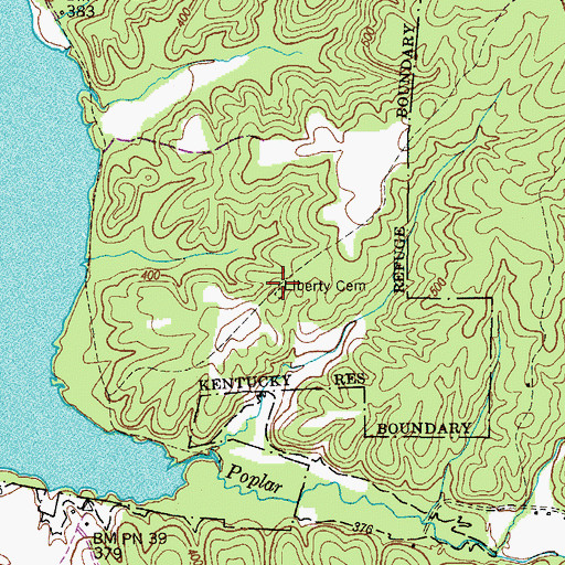 Topographic Map of Liberty Cemetery, TN
