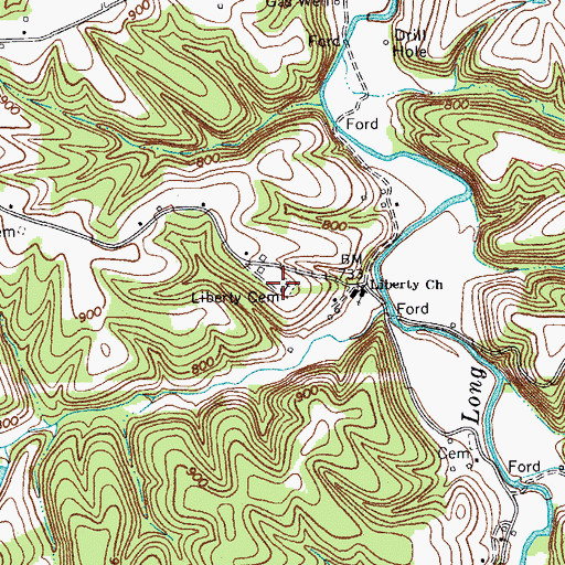 Topographic Map of Liberty Cemetery, TN