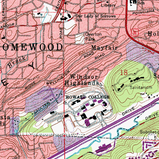 Topographic Map of Windsor Highlands, AL
