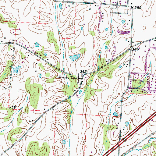 Topographic Map of Liberty Baptist Church, TN