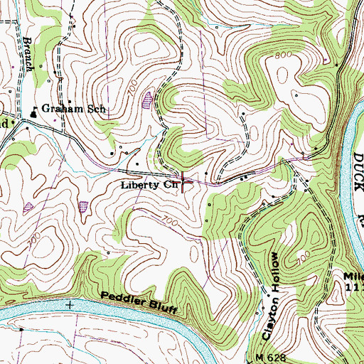Topographic Map of Liberty Church, TN