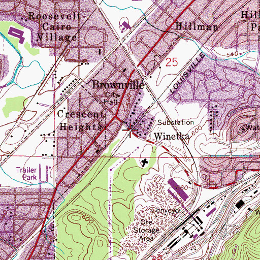 Topographic Map of Winetka, AL