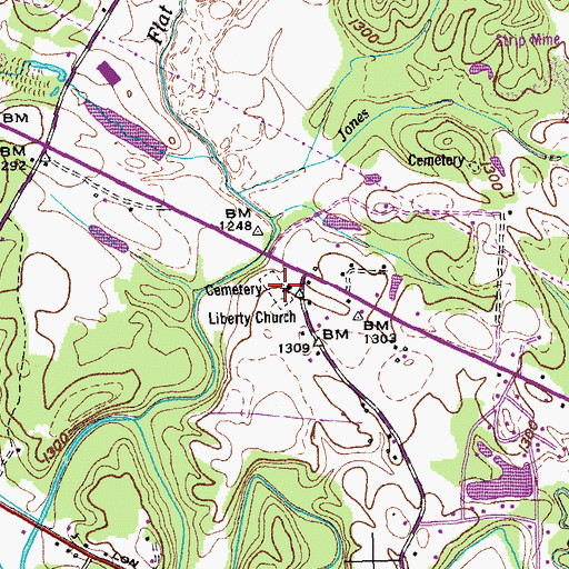 Topographic Map of Liberty Baptist Church, TN