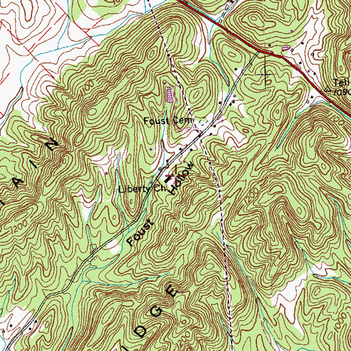 Topographic Map of Liberty Church, TN