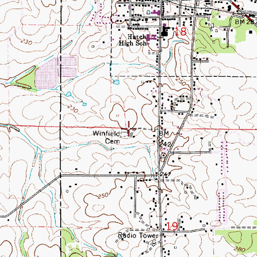 Topographic Map of Winfield Cemetery, AL