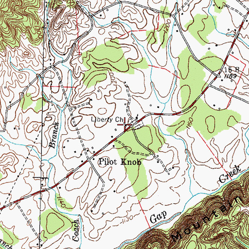 Topographic Map of Liberty Church, TN