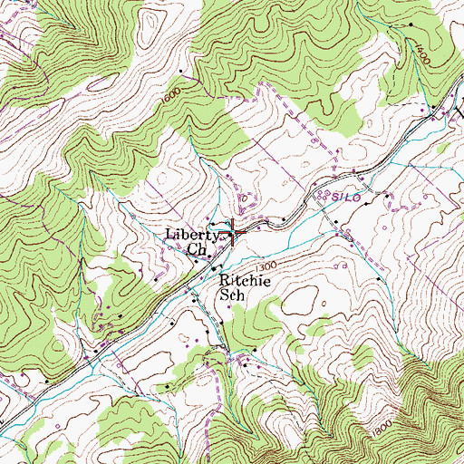 Topographic Map of Liberty Church, TN