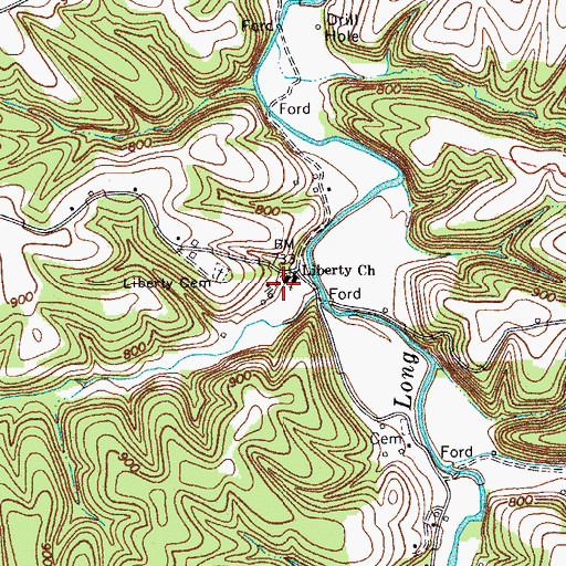 Topographic Map of Liberty Baptist Church, TN
