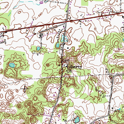 Topographic Map of Liberty Church, TN