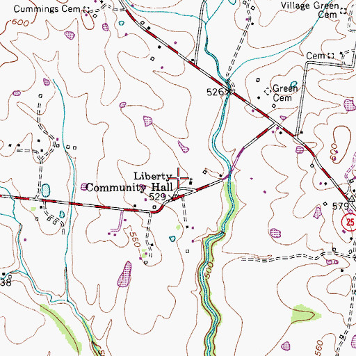 Topographic Map of Liberty Community Hall, TN