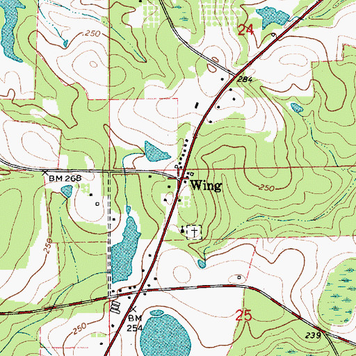Topographic Map of Wing, AL