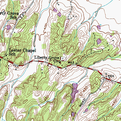 Topographic Map of Liberty Grove Church, TN