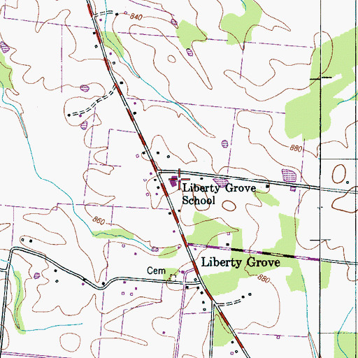 Topographic Map of Liberty Grove School, TN