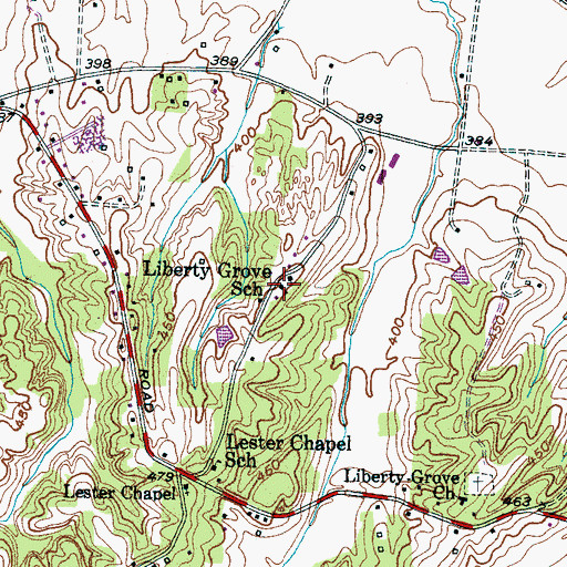 Topographic Map of Liberty Grove School, TN