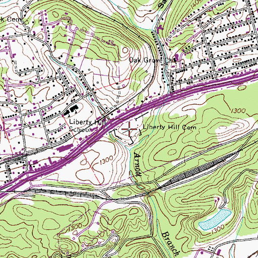 Topographic Map of Liberty Hill Cemetery, TN