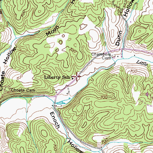 Topographic Map of Liberty School, TN