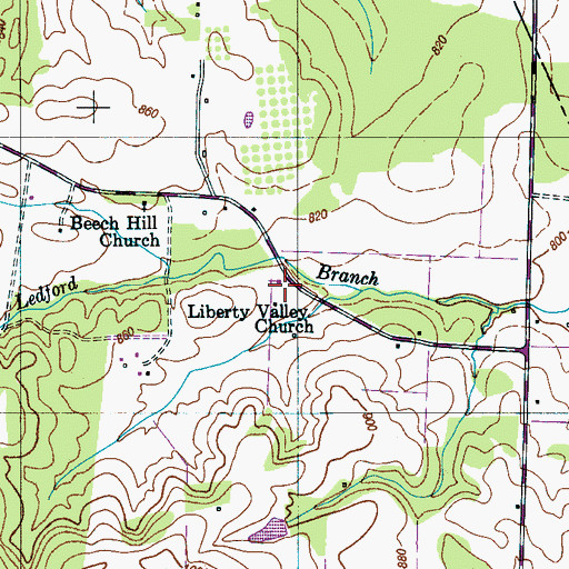 Topographic Map of Liberty Valley Church, TN